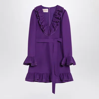 Valentino Purple Wool And Silk Mini Dress In Blue