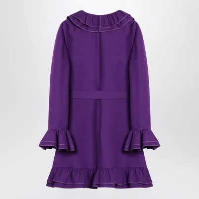 Valentino Purple Wool And Silk Mini Dress In Blue