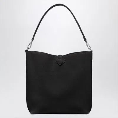 Longchamp M Le Roseau Black Hobo Bag In Black