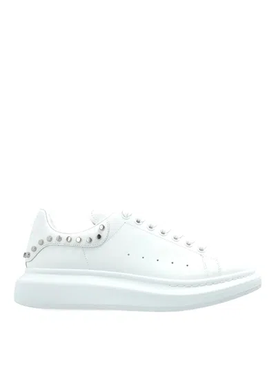 Alexander Mcqueen White Leather Sneakers With White Leather Heel In White