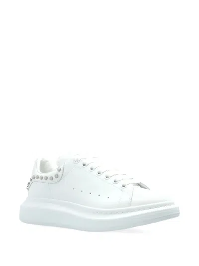 Alexander Mcqueen White Leather Sneakers With White Leather Heel In White