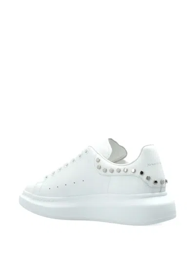 Alexander Mcqueen White Leather Sneakers With White Leather Heel In White