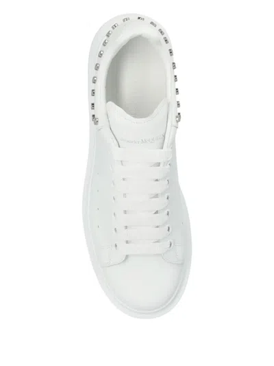 Alexander Mcqueen White Leather Sneakers With White Leather Heel In White