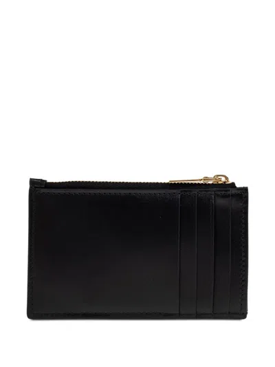 Alexander Mcqueen Logo Stamped Leather Zip Cardholder In Black