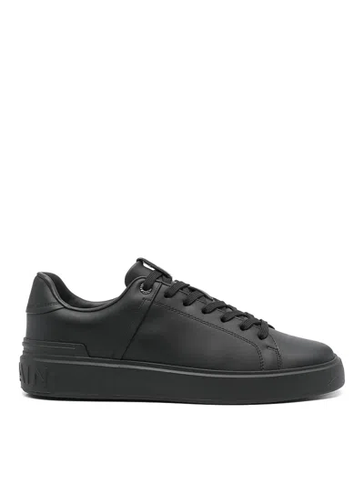 Balmain Court Round Toe Flat Sole Sneakers In Black