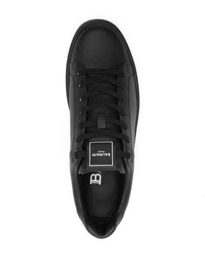 Balmain Court Round Toe Flat Sole Sneakers In Black