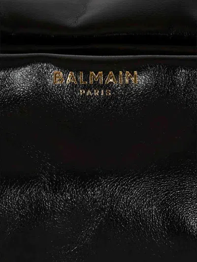 Balmain Sync Black Mini Handbag With Chain-link And Logo Plaque In Leather Woman In Black
