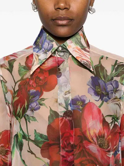 Dolce & Gabbana Floral-print Silk Shirt In Multicolor