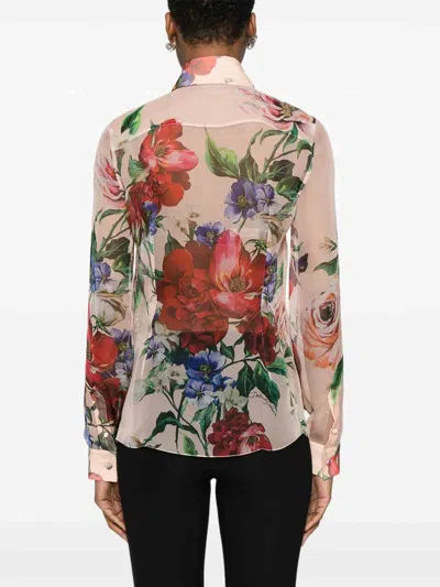 Dolce & Gabbana Floral-print Silk Shirt In Multicolor