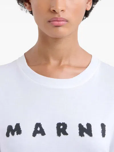 Marni Jersey Logo Short Sleeved T-shirt In White