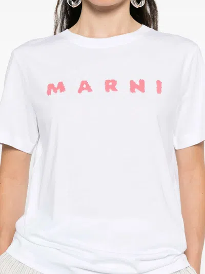 Marni Crew Neck Short Sleeves Top In White