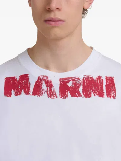 Marni Cotton T-shirt With Maxi Print In White