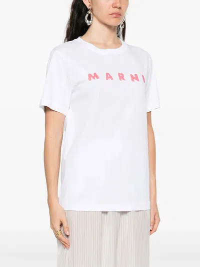 Marni Crew Neck Short Sleeves Top In White