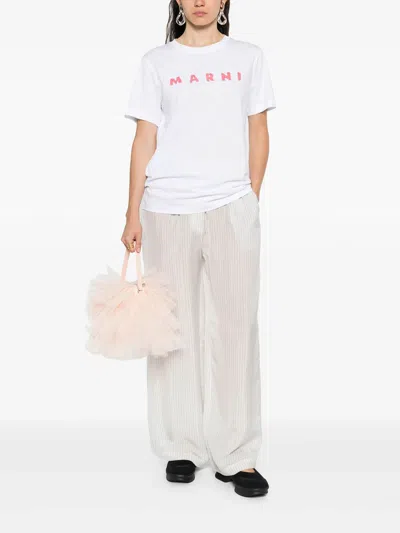 Marni Crew Neck Short Sleeves Top In White