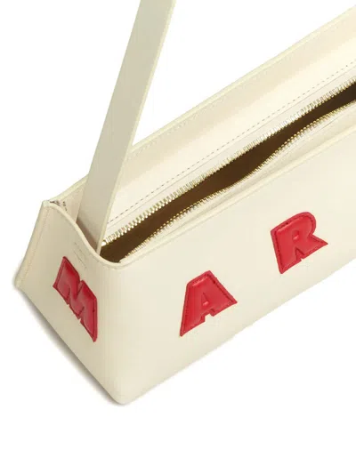 Marni Borsa A Spalla Museo Baguette In Pelle Crema In White