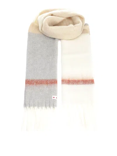 Marni Color Block Fringe Detail Scarf In Brown