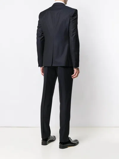 Tagliatore Three-piece Tailored Suit In Rich Blue Virgin Wool In Black