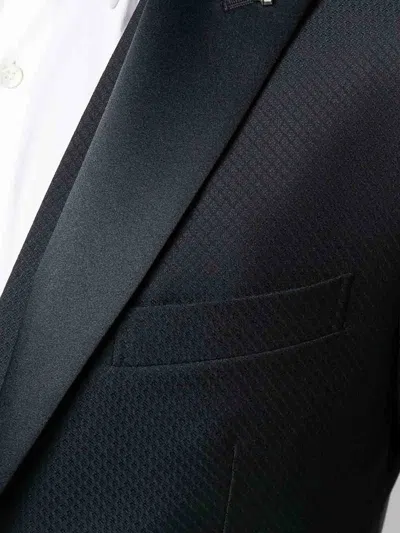 Tagliatore Three-piece Tailored Suit In Rich Blue Virgin Wool In Black