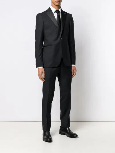 Tagliatore Tailored Black Virgin Wool Suit Set In Black