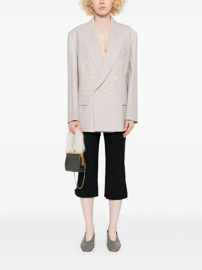 Victoria Beckham Tailored Double-breasted Jacket With Unique Belt Detail In Neutral