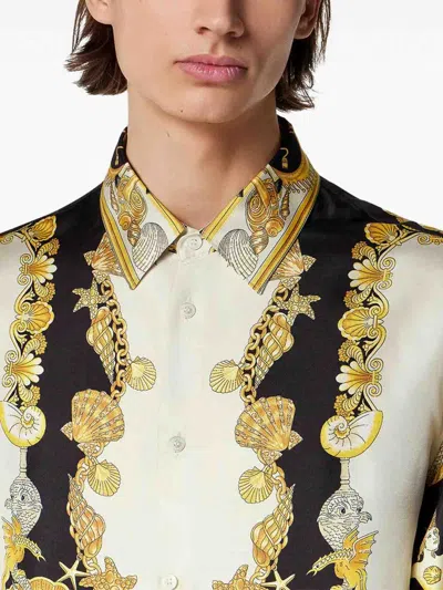Versace Coral Theatre Print Bowling Shirt In Multi