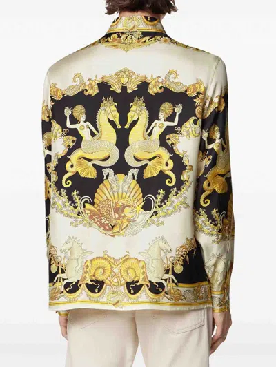Versace Coral Theatre Print Bowling Shirt In Multi