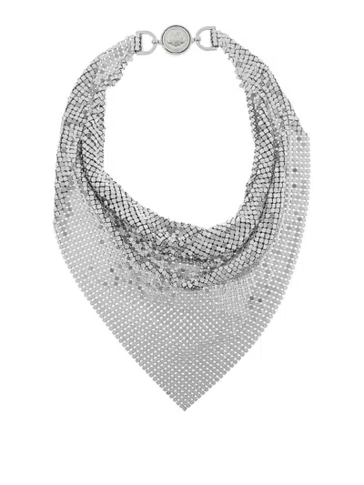 Versace Metal Mesh Bandana Necklace In Silver