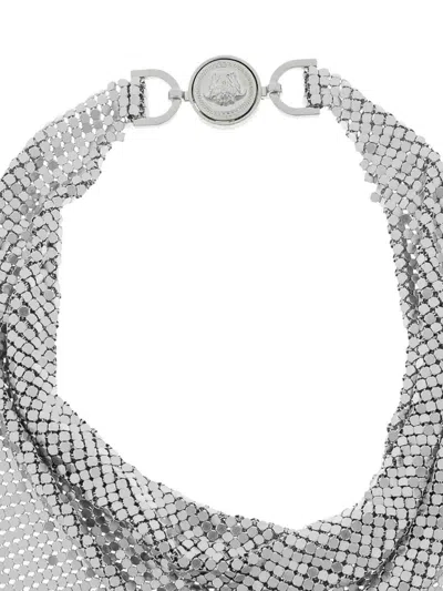 Versace Metal Mesh Bandana Necklace In Silver