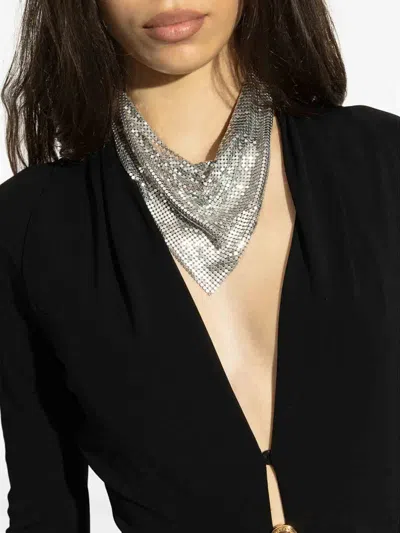 Versace Metal Mesh Bandana Necklace In Silver