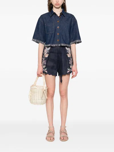 Zimmermann Indigo Denim Shirt With Classic Collar In Blue