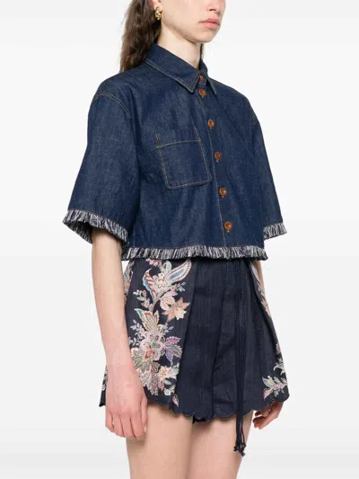 Zimmermann Indigo Denim Shirt With Classic Collar In Blue