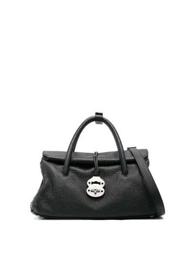Zanellato Dotta Small Black Leather Bag In Black