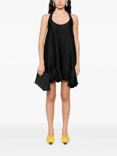 Anine Bing Fluid A-line Mini Dress In Lightweight Charmeuse In Black