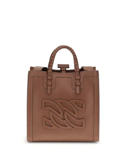 Casadei Brown Calf Leather Bos Taurus Shoulder Bag In Brown