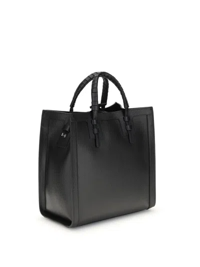 Casadei Braided-handle Embossed-logo Tote Bag In Black