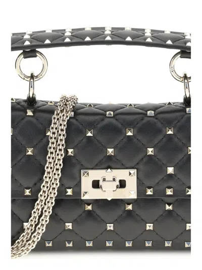 Valentino Mini Spiked Leather Shoulder Handbag In Black