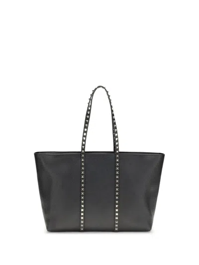 Valentino Rockstud Medium Shopping Bag In Black
