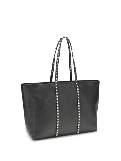 Valentino Rockstud Medium Shopping Bag In Black