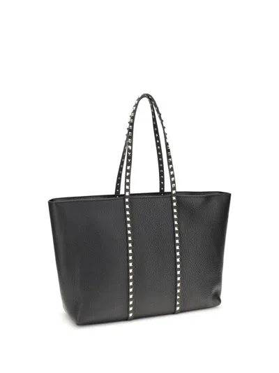 Valentino Rockstud Medium Shopping Bag In Black