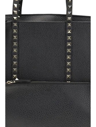 Valentino Rockstud Medium Shopping Bag In Black