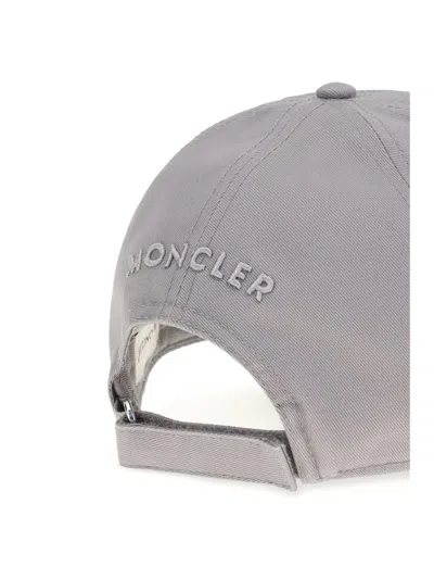 Moncler Grey Cotton Gabardine Baseball Cap In Gray