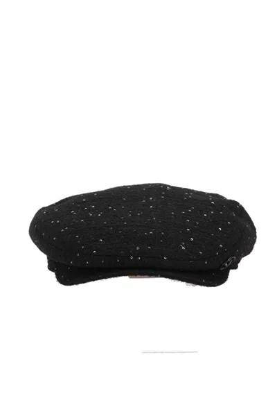 Maison Michel Sequined Beret In Black