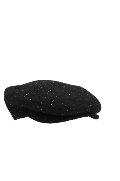 Maison Michel Sequined Beret In Black