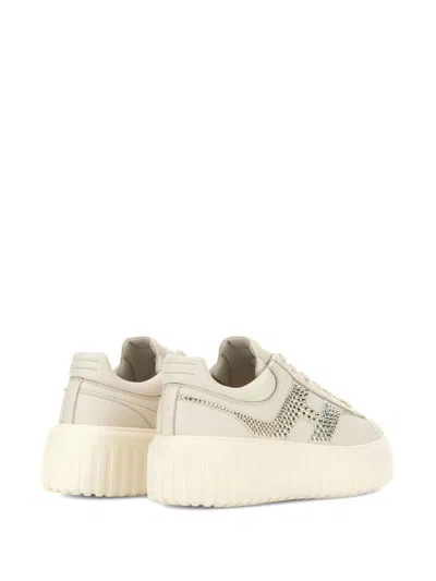 Hogan H-stripes Leather Sneakers In Beige