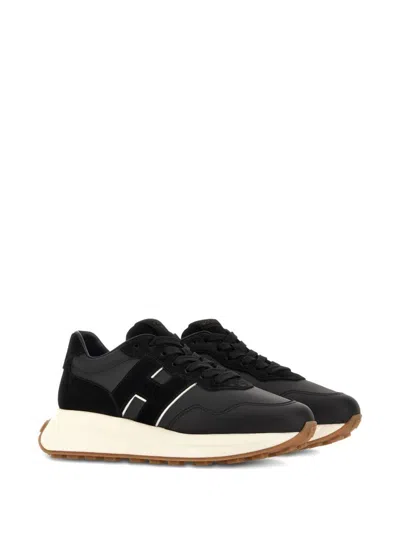 Hogan H641 Black Leather Sneakers In Black