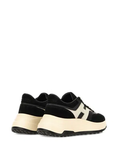 Hogan Suede And Nappa Leather Sneakers With Contrast Panel In Neutral
