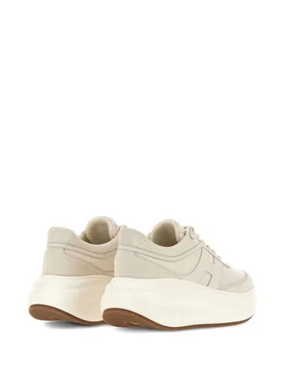 Hogan 'rebel' Calf Leather Sneakers In Ivory In White