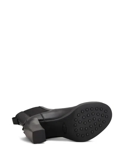 Tod's Leather Heeled Chelsea Ankle Boots Shoes In Black
