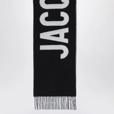 Jacquemus Navy Blue Wool Scarf With Logo In Blue