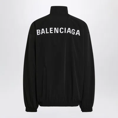 Balenciaga Men Black High Neck Sweatshirt With Logo Lettering On Front And Rear In Tech Fabric Man In Black